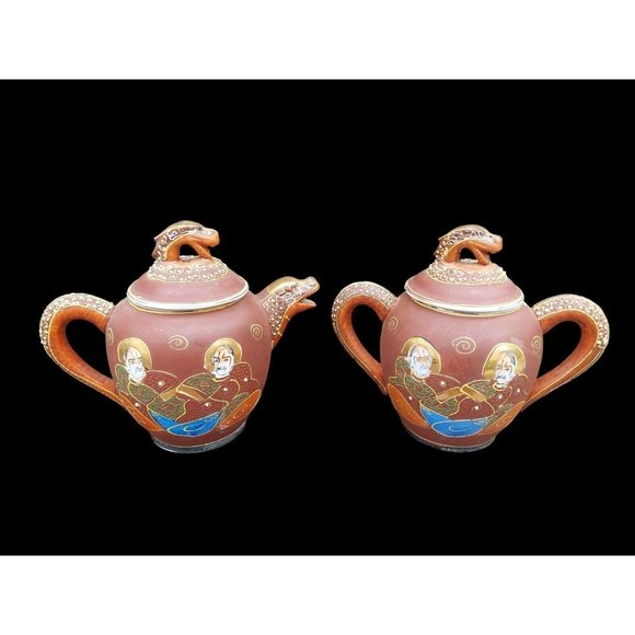 Large Vintage Kutani Satsuma Dragon Ware Sugar & Creamer - Picture 3 of 8